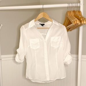 IZ white button down top